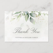 Elegant Eucalyptus Leaves Greenery Gold Wedding Bedankkaart (Voorkant)