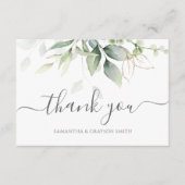 Elegant Eucalyptus Leaves Greenery Gold Wedding Bedankkaart (Voorkant)