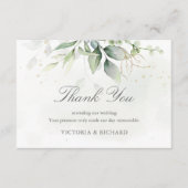 Elegant Eucalyptus Leaves Greenery Gold Wedding Bedankkaart (Voorkant)