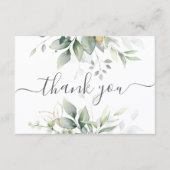 Elegant Eucalyptus Leaves Greenery Gold Wedding Bedankkaart (Voorkant)