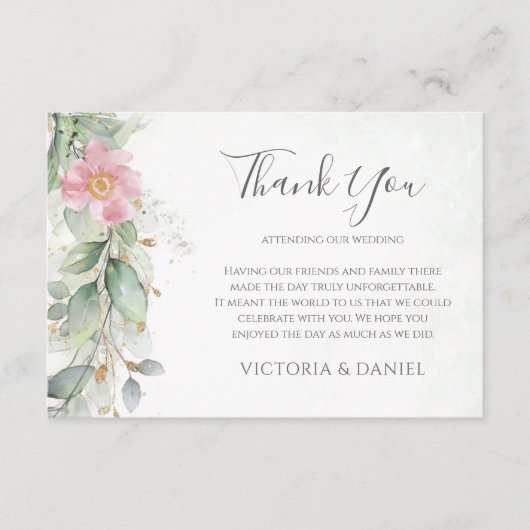 Elegant Eucalyptus Leaves Greenery Gold Wedding Bedankkaart (Voorkant)