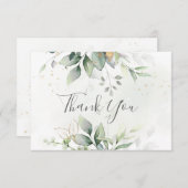 Elegant Eucalyptus Leaves Greenery Gold Wedding Bedankkaart (Voorkant / Achterkant)