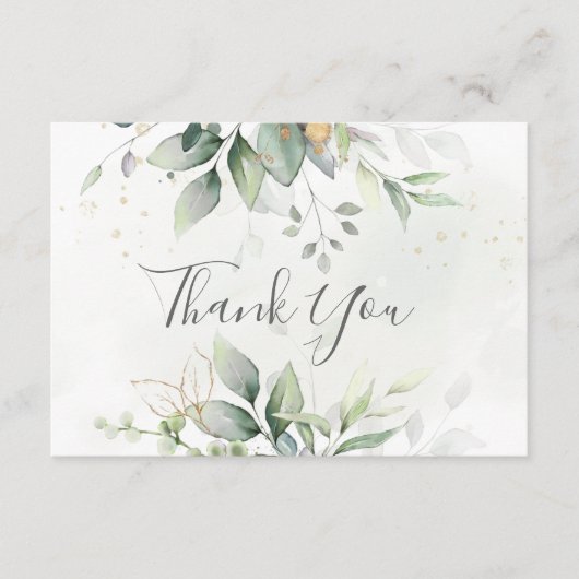 Elegant Eucalyptus Leaves Greenery Gold Wedding Bedankkaart (Voorkant)