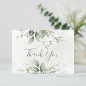 Elegant Eucalyptus Leaves Greenery Gold Wedding Bedankkaart (Staand voorkant)