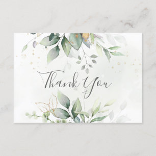 Elegant Eucalyptus Leaves Greenery Gold Wedding Bedankkaart