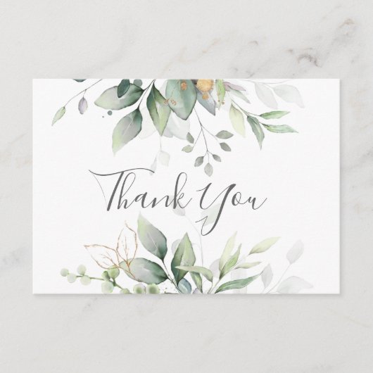 Elegant Eucalyptus Leaves Greenery Gold Wedding Bedankkaart (Voorkant)