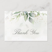Elegant Eucalyptus Leaves Greenery Gold Wedding Bedankkaart (Voorkant)