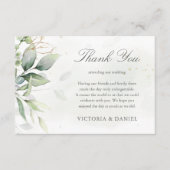 Elegant Eucalyptus Leaves Greenery Gold Wedding Bedankkaart (Voorkant)