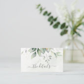 Elegant Eucalyptus Leaves Greenery Gold Wedding Informatiekaartje (Staand voorkant)
