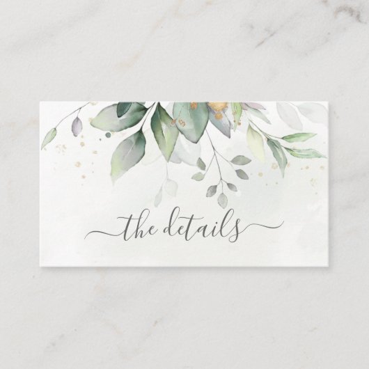 Elegant Eucalyptus Leaves Greenery Gold Wedding Informatiekaartje (Voorkant)