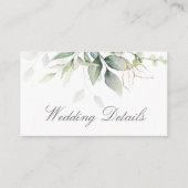 Elegant Eucalyptus Leaves Greenery Gold Wedding Informatiekaartje (Voorkant)