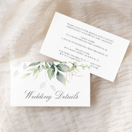 Elegant Eucalyptus Leaves Greenery Gold Wedding Informatiekaartje