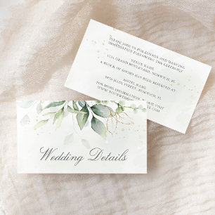 Elegant Eucalyptus Leaves Greenery Gold Wedding Informatiekaartje