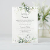 Elegant Eucalyptus Leaves Greenery Gold Wedding Informatiekaartje (Staand voorkant)