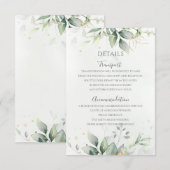 Elegant Eucalyptus Leaves Greenery Gold Wedding Informatiekaartje (Voorkant / Achterkant)