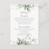 Elegant Eucalyptus Leaves Greenery Gold Wedding Informatiekaartje (Voorkant)
