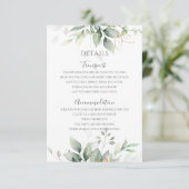 Elegant Eucalyptus Leaves Greenery Gold Wedding Informatiekaartje (Staand voorkant)
