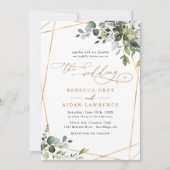 Elegant Eucalyptus Leaves Greenery Gold Wedding Kaart (Voorkant)