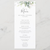 Elegant Eucalyptus Leaves Greenery Gold Wedding Menu (Voorkant)