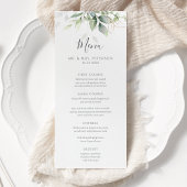 Elegant Eucalyptus Leaves Greenery Gold Wedding Menu