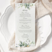 Elegant Eucalyptus Leaves Greenery Gold Wedding Menu