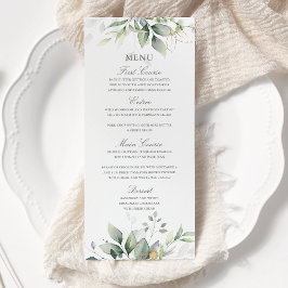 Elegant Eucalyptus Leaves Greenery Gold Wedding Menu