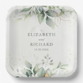 Elegant Eucalyptus Leaves Greenery Gold Wedding Papieren Bordje (Voorkant)