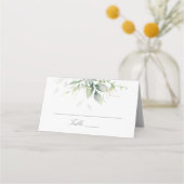 Elegant Eucalyptus Leaves Greenery Gold Wedding Plaatskaartje (Voorkant)