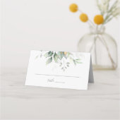Elegant Eucalyptus Leaves Greenery Gold Wedding Plaatskaartje (Voorkant)