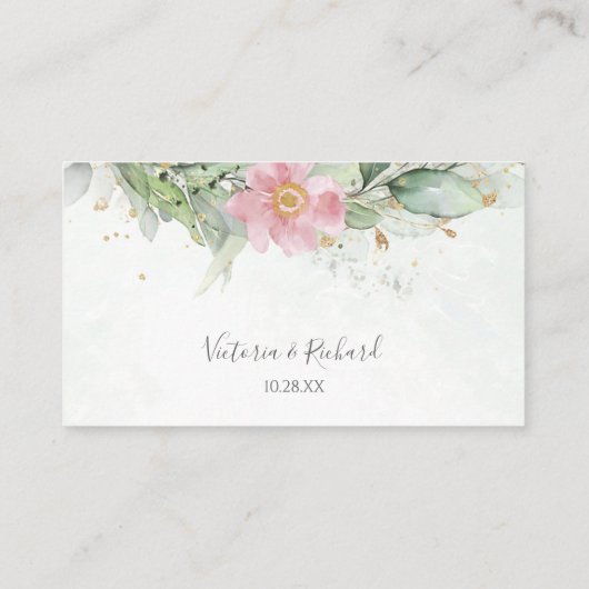 Elegant Eucalyptus Leaves Greenery Gold Wedding Plaatskaartje (Achterkant)