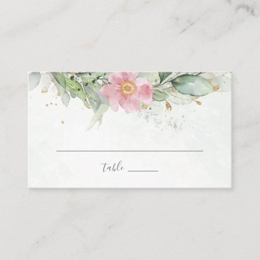 Elegant Eucalyptus Leaves Greenery Gold Wedding Plaatskaartje (Voorkant)