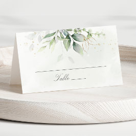 Elegant Eucalyptus Leaves Greenery Gold Wedding Plaatskaartje