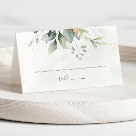 Elegant Eucalyptus Leaves Greenery Gold Wedding Plaatskaartje