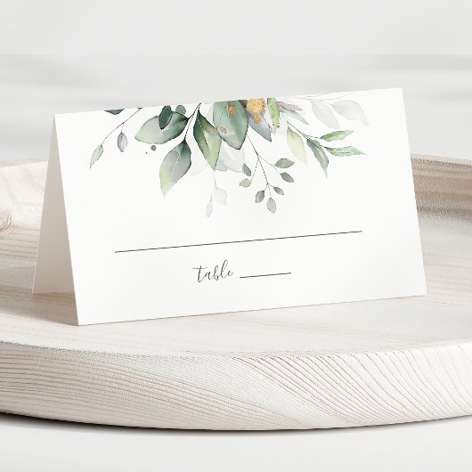 Elegant Eucalyptus Leaves Greenery Gold Wedding Plaatskaartje