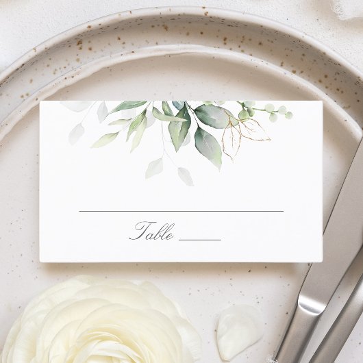 Elegant Eucalyptus Leaves Greenery Gold Wedding Plaatskaartje