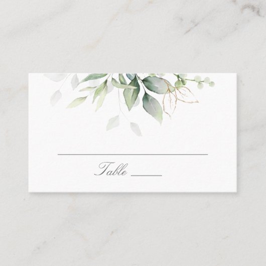 Elegant Eucalyptus Leaves Greenery Gold Wedding Plaatskaartje (Voorkant)