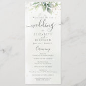 Elegant Eucalyptus Leaves Greenery Gold Wedding Programmakaart (Voorkant)