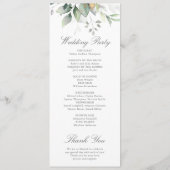 Elegant Eucalyptus Leaves Greenery Gold Wedding Programmakaart (Achterkant)