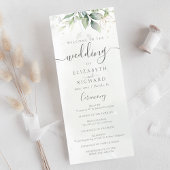 Elegant Eucalyptus Leaves Greenery Gold Wedding Programmakaart