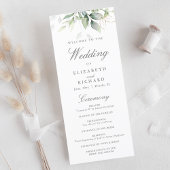 Elegant Eucalyptus Leaves Greenery Gold Wedding Programmakaart
