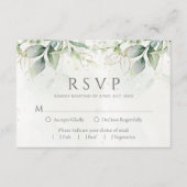 Elegant Eucalyptus Leaves Greenery Gold Wedding RSVP Kaartje (Voorkant)