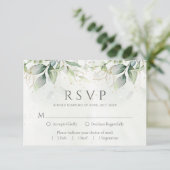 Elegant Eucalyptus Leaves Greenery Gold Wedding RSVP Kaartje (Staand voorkant)