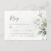 Elegant Eucalyptus Leaves Greenery Gold Wedding RSVP Kaartje (Voorkant)