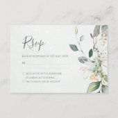 Elegant Eucalyptus Leaves Greenery Gold Wedding RSVP Kaartje (Voorkant)