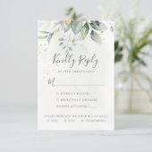 Elegant Eucalyptus Leaves Greenery Gold Wedding RSVP Kaartje (Staand voorkant)