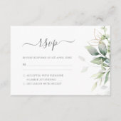 Elegant Eucalyptus Leaves Greenery Gold Wedding RSVP Kaartje (Voorkant)