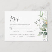 Elegant Eucalyptus Leaves Greenery Gold Wedding RSVP Kaartje (Voorkant)