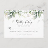 Elegant Eucalyptus Leaves Greenery Gold Wedding RSVP Kaartje (Voorkant)