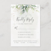 Elegant Eucalyptus Leaves Greenery Gold Wedding RSVP Kaartje (Voorkant)