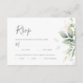 Elegant Eucalyptus Leaves Greenery Gold Wedding RSVP Kaartje (Voorkant)